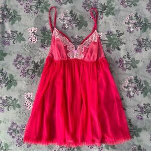 Victoria’s Secret Be Mine Valentine Red Lace Sheer Babydoll Tank 💋💌❤️
